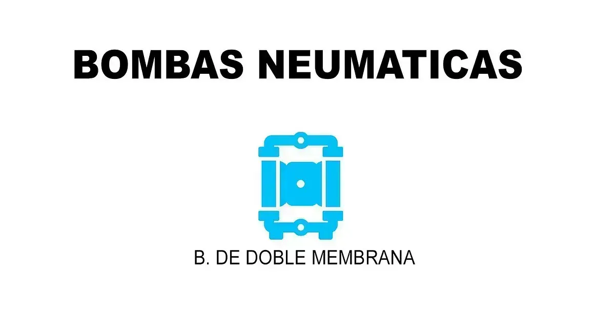 Texto: BOMBAS NEUMÁTICAS. Debajo, el símbolo azul de una bomba de doble diafragma: B. DE DOBLE MEMBRANA.