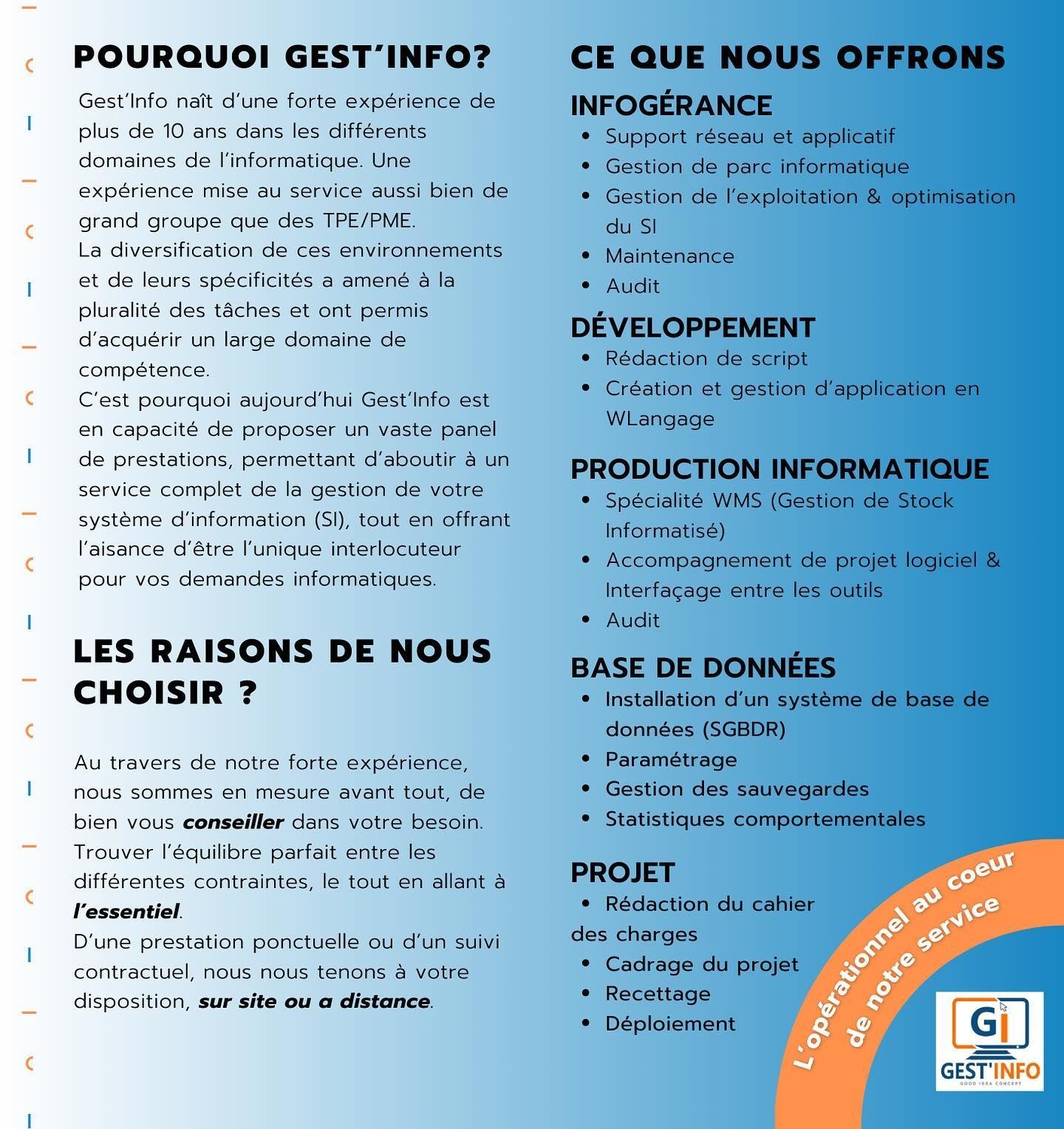Les offres proposées par le professionnel