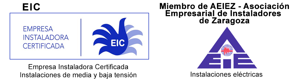 Logotipos para un instalador eléctrico certificado, incluyendo 
