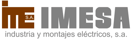 Logotipo de IMESA, empresa especializada en la industria e instalaciones eléctricas, que utiliza una combinación de colores marrón y gris.
