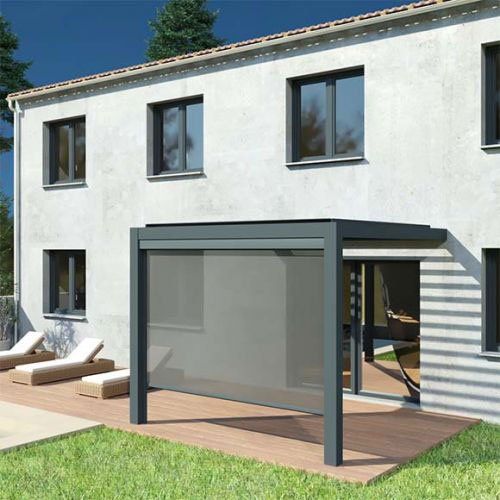Pergola avec volet roulant gris