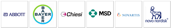 Mit freundlicher finanzieller Unterstützung von: Sponsor-Logoleiste: Abbott-, Bayer-, Chiesi-, MSD-, Novartis- und Royal-College-Logos auf weißem Hintergrund