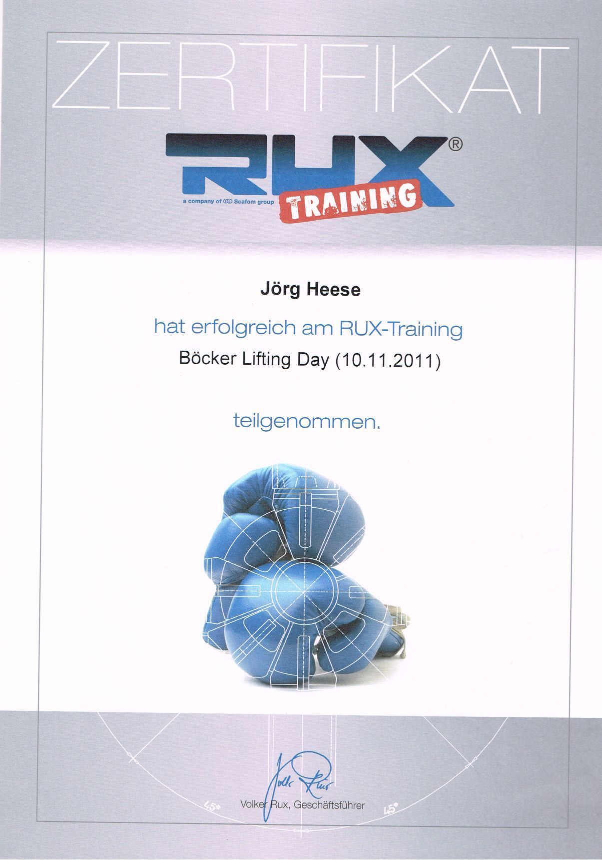 RUX Zertifikat