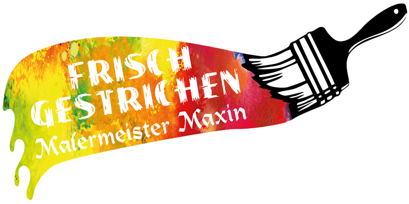 Buntes Brotlogo mit der Aufschrift „Frisch gestrichen“ und einem Pinsel, der schwarze Farbe über ein baguetteförmiges Design verteilt.