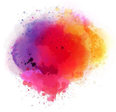 Ein bunter Aquarellspritzer auf weißem Hintergrund.