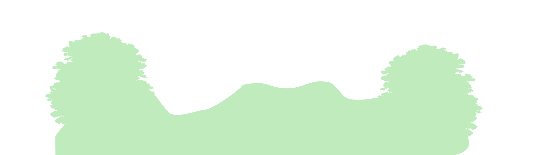Silhouette de collines vert clair sur fond blanc.