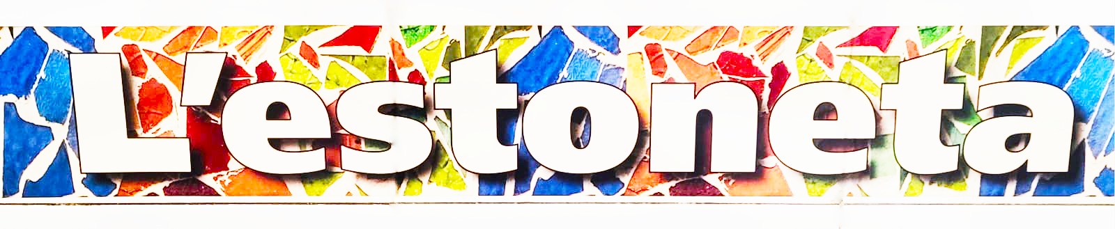L'estoneta text on a mosaic background.