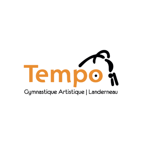 Tempo gymnastics logo in orange and black with “Gymnastique Artistique | Landerneau” text