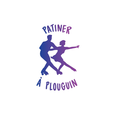 Logo violet de deux patineurs à roulettes avec le texte « PATINER À PLOUGUIN »