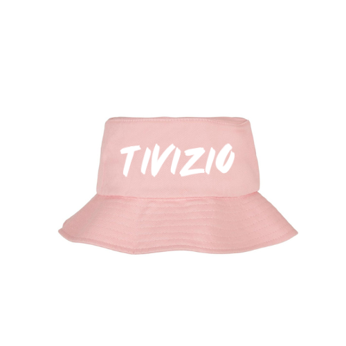 Bob blanc avec inscription rose « TINZIO »