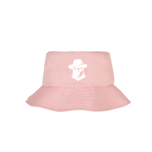 Bob blanc avec un logo graphique rose sur le devant