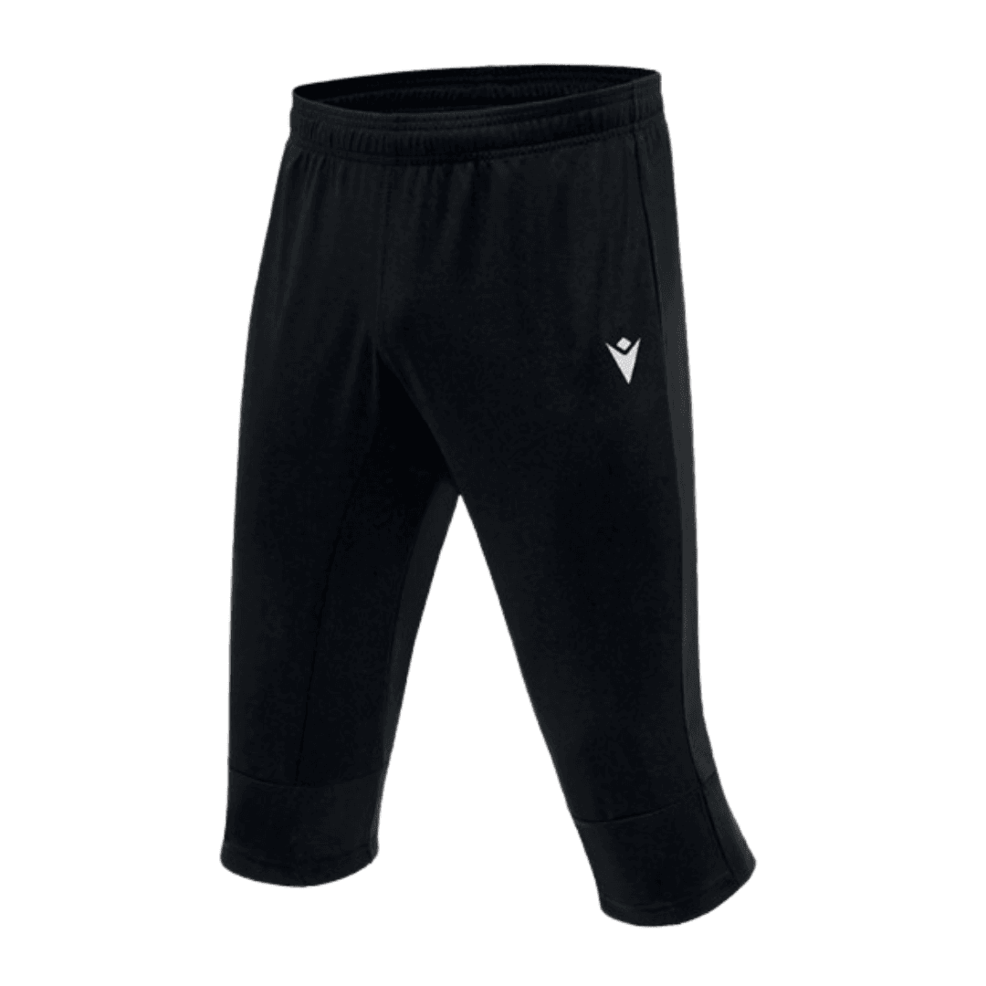 Pantalon capri noir de sport avec un petit logo blanc sur la jambe