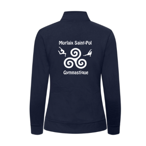 Veste zippée bleu marine à col montant et petit logo blanc sur la poitrine