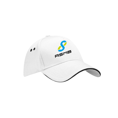 Casquette de baseball ASM bleu marine avec logo brodé et bordure blanche sous la visière