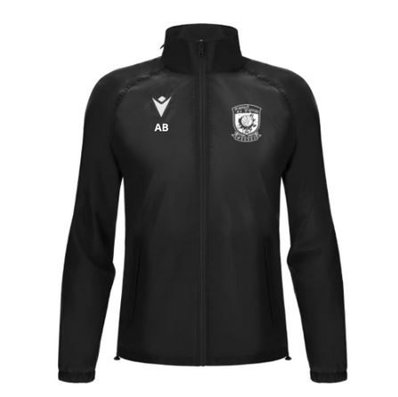 Veste de sport noire zippée avec logo blanc et initiales AB sur la poitrine