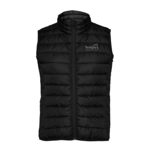 Doudoune sans manches noire matelassée à col montant et petit logo sur la poitrine