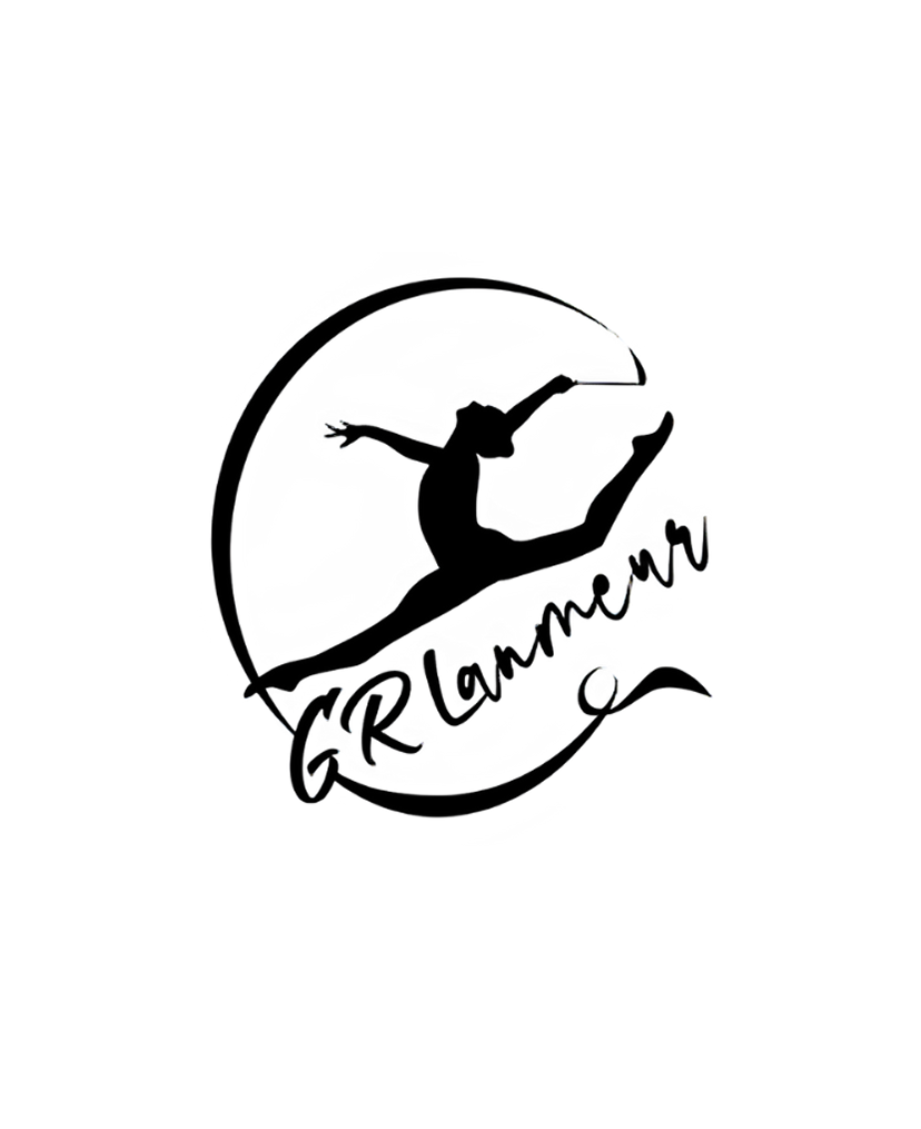 Un logo de gymnaste rythmique sautant à l'intérieur d'un cercle, avec le texte « GR Lannmeur » en dessous.
