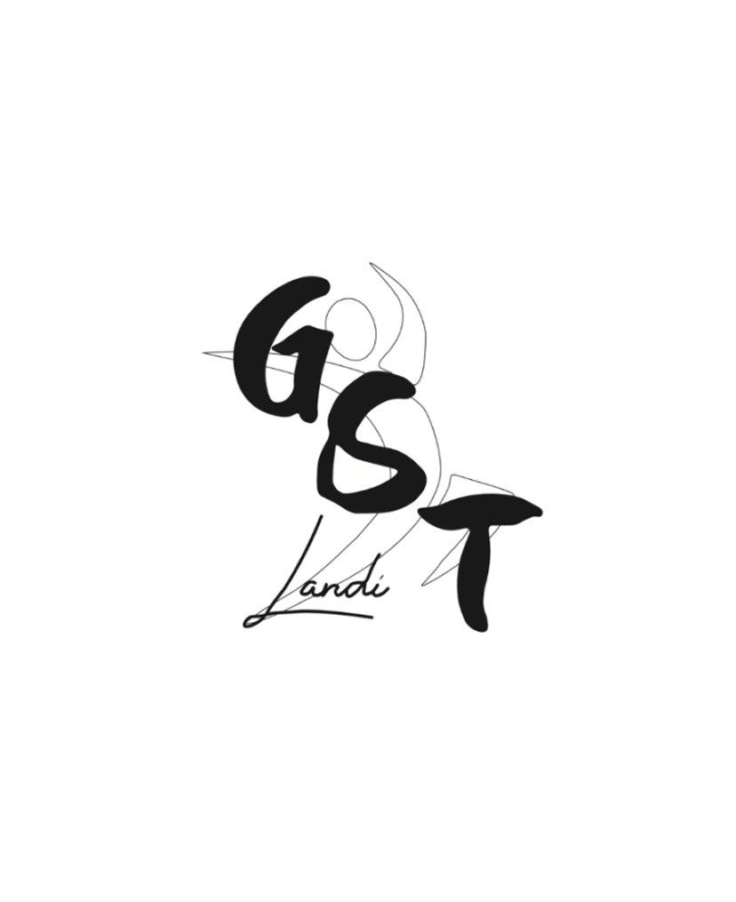 Un logo stylisé présentant les lettres « GST » et le mot « Landi » en écriture cursive