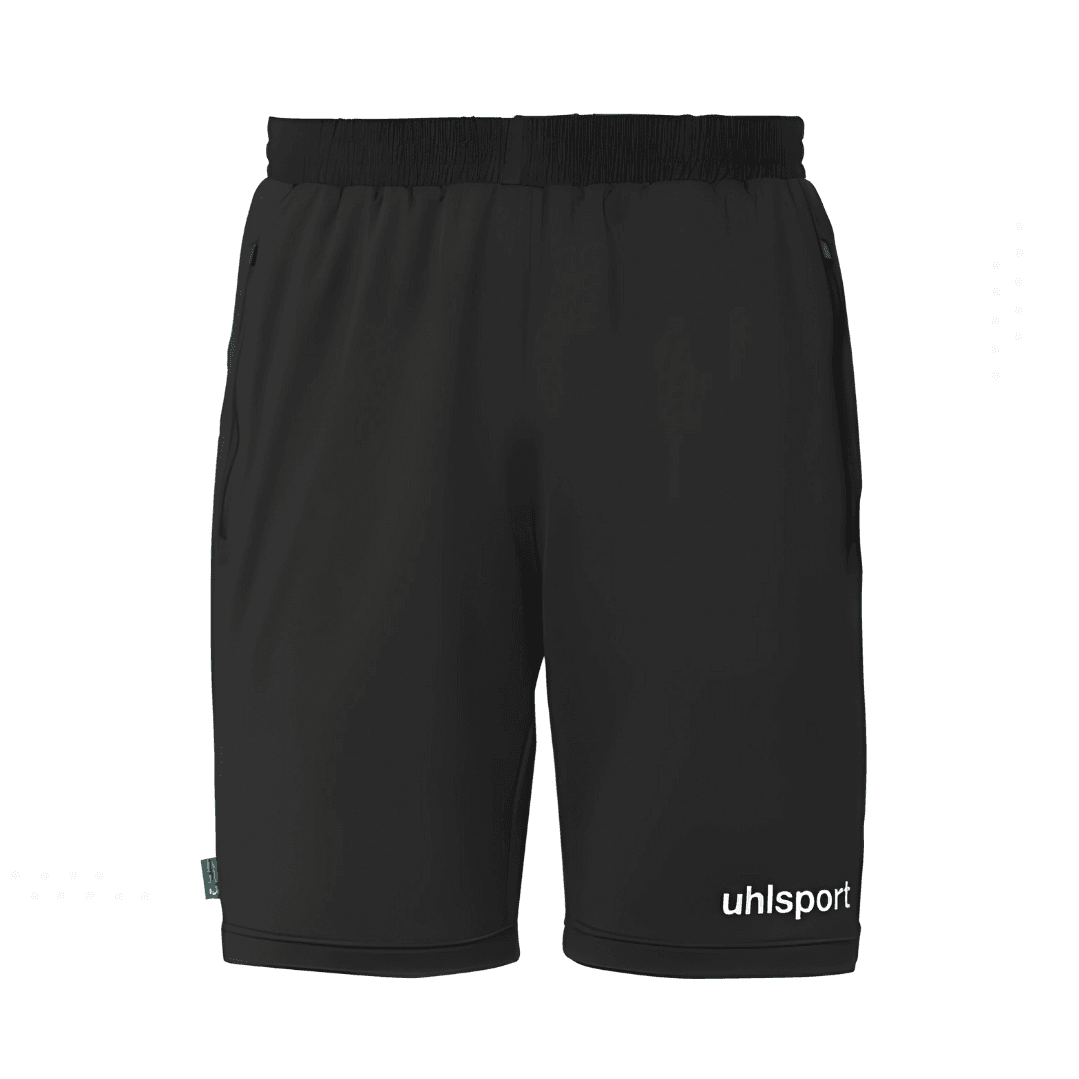 Short de sport bleu marine avec taille élastique et logo blanc