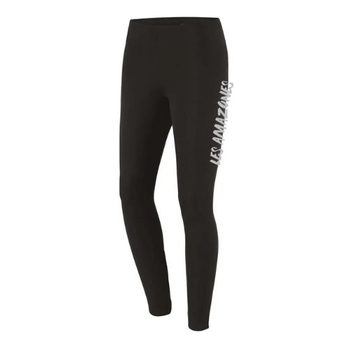 Legging noir avec inscription blanche verticale sur une jambe