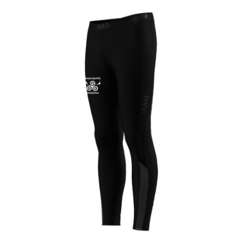 Legging de sport bleu marine avec empiècements latéraux, présenté sur fond blanc