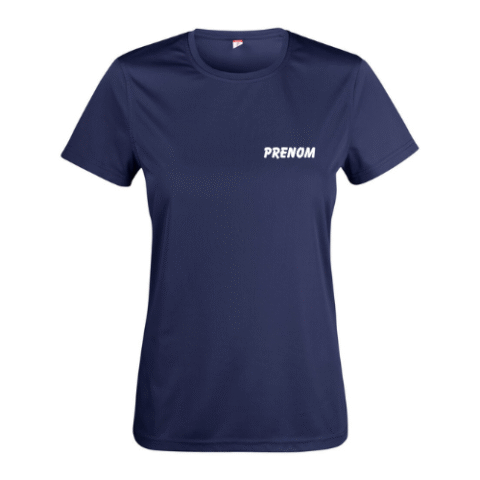 T-shirt bleu marine avec l'inscription « PRENOM » imprimée en blanc sur la poitrine