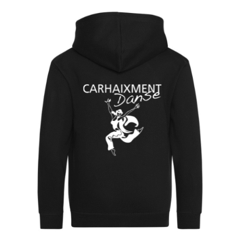 Sweat à capuche zippé Carhartt noir avec logo blanc sur la poitrine, vue de face