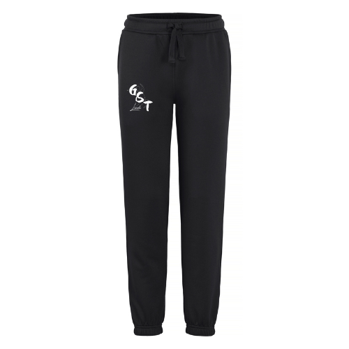 Pantalon de jogging noir avec taille élastiquée à cordon et logo blanc sur la cuisse gauche