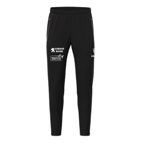 Pantalon de jogging noir de sport avec logos blancs sur les cuisses et les mollets
