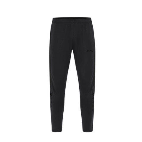 Pantalon de jogging noir de sport à jambes fuselées et taille élastique sur fond blanc