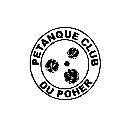 Black circular logo reading “PÉTANQUE CLUB DU POHER” with three pétanque balls in the center.