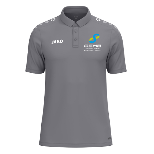 Polo bleu marine avec les logos JAKO et FISMO sur la poitrine et les épaules