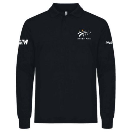 Pull noir à manches longues et col zippé avec logos blancs sur la poitrine et les manches