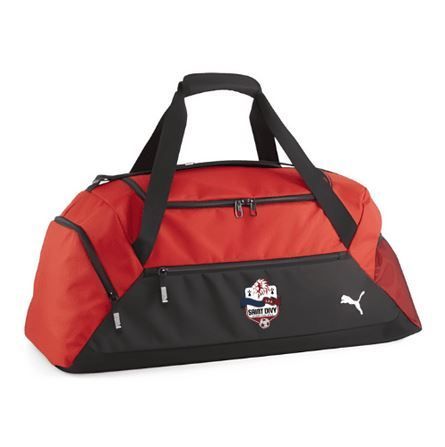 Sac de sport Puma rouge et noir avec bandoulière et logo sport sur le devant