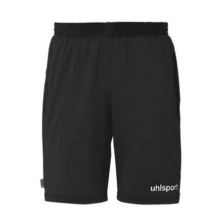 Short de sport noir avec taille élastique et logo Uhlsport blanc sur la jambe
