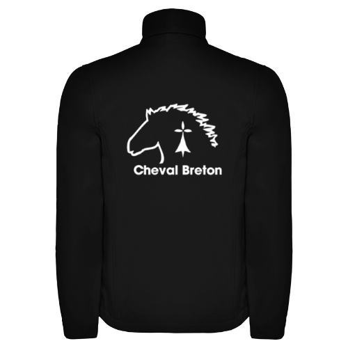 Veste noire zippée avec fermetures éclair blanches et un petit écusson drapeau américain sur la poitrine