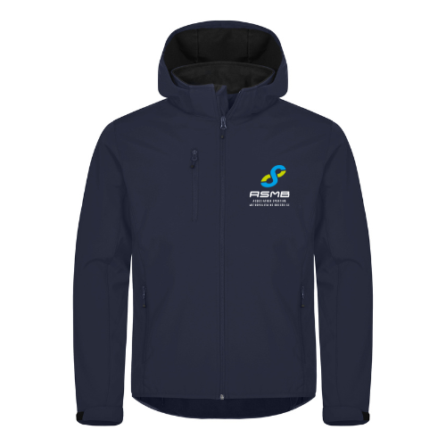 Veste zippée à capuche bleu marine avec un petit logo sur la poitrine