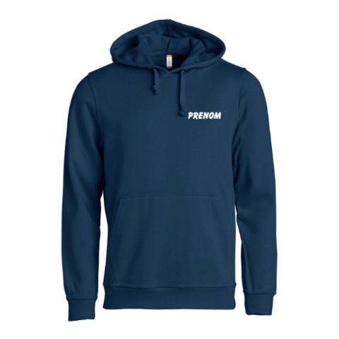 Sweat-shirt à capuche bleu marine avec l'inscription « PRENOM » en blanc sur la poitrine