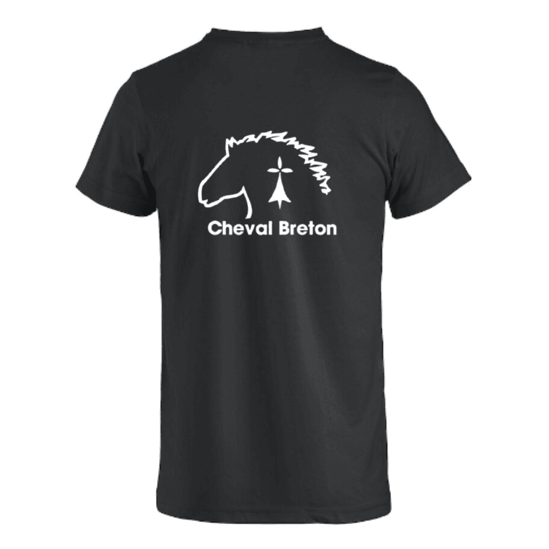 T-shirt noir avec un petit drapeau américain imprimé sur la poitrine gauche