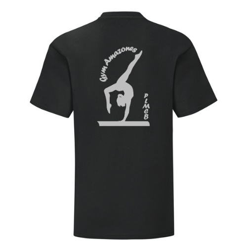 T-shirt noir à manches courtes avec un petit logo blanc sur la poitrine gauche