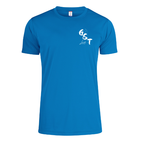 T-shirt bleu avec logo « G6T » blanc sur la poitrine