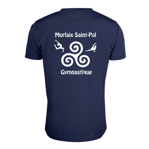 T-shirt bleu marine avec le mot « PRENOM » imprimé sur la poitrine.