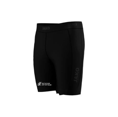 Short de sport JAKO noir avec logo blanc sur fond blanc