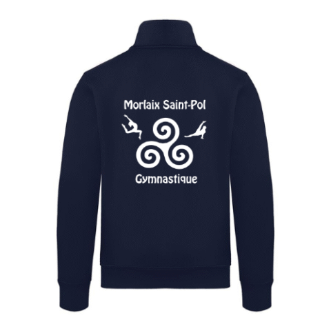 Veste zippée bleu marine avec inscription « PRÉNOM » blanche sur la poitrine