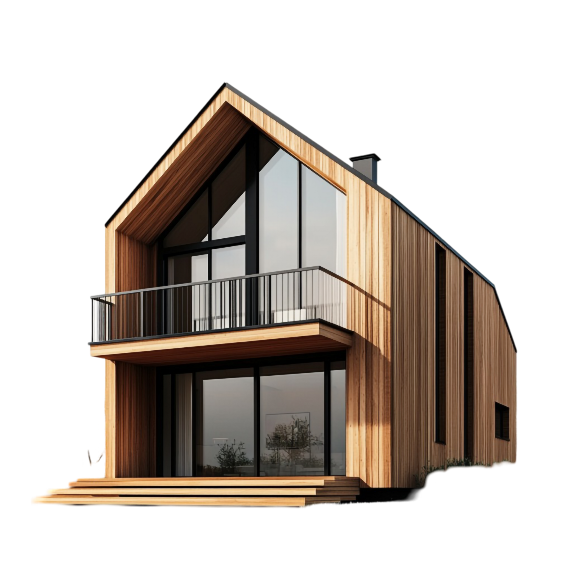 Maison avec bardage en bois et une terrasse 