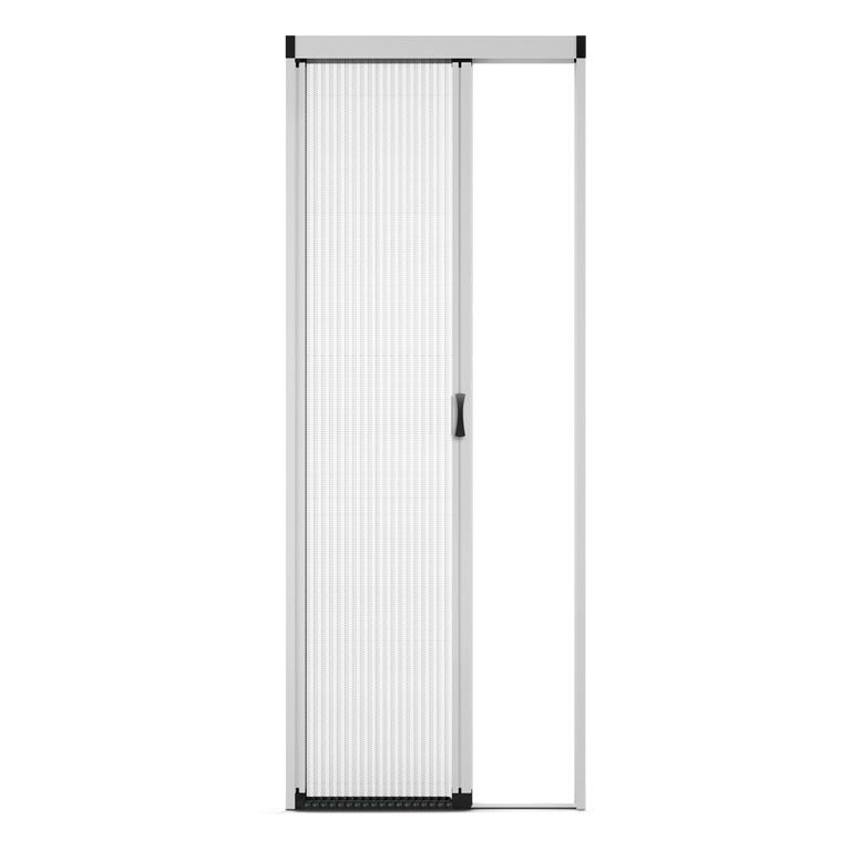 Una puerta corrediza con mosquitera adherida a ella.