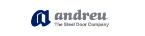 El logotipo de Andreu, la empresa de puertas de acero.