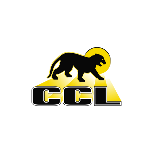 Silhouette d'une panthère noire sur un soleil jaune avec les lettres « CCL » en dessous.