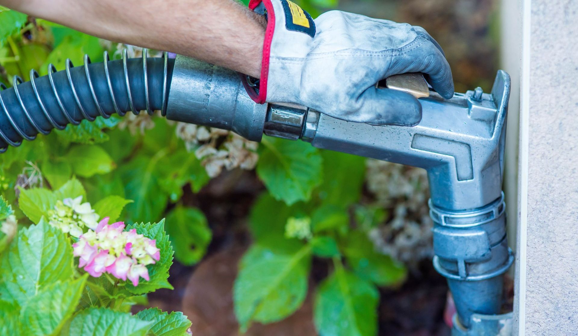 Livraison d'un combustible avec des plantes en arrière-plan