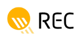 Das Rec-Logo ist gelb und schwarz mit einer Glühbirne in der Mitte.